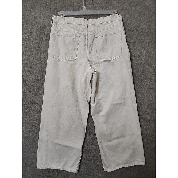 OLD NAVY Baggy Wide-Leg Jeans Womens 12 Ivory Non Stretch Y2K Mid Rise - Picture 6 of 11